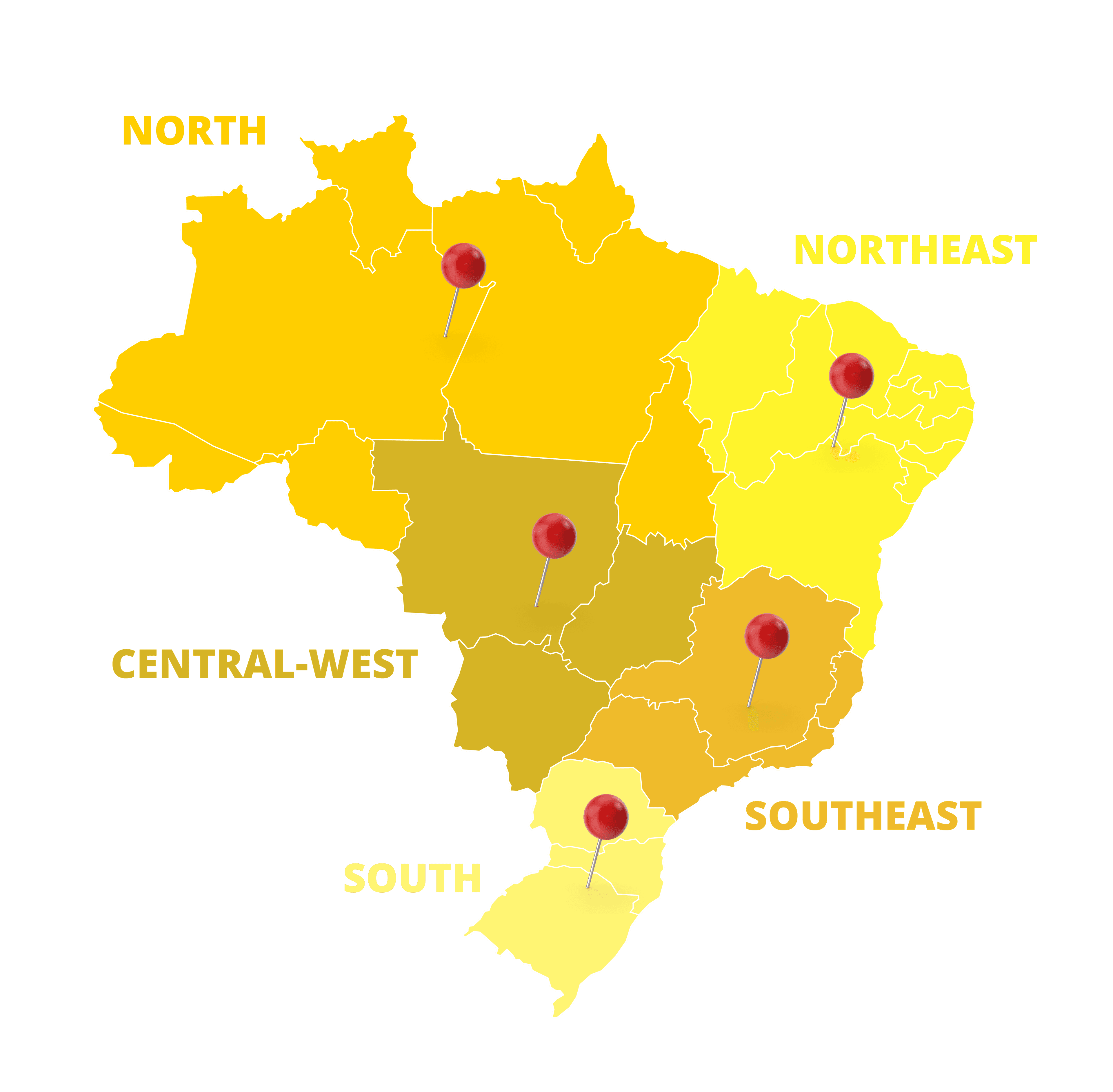 Map of Brazil showing Etapa partner schools in every region